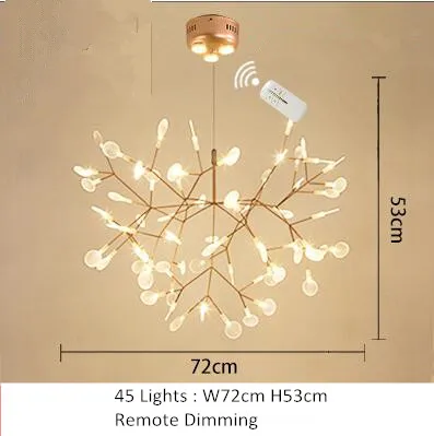 45 lights Современная ветка дерева Светлячок Led люстра светильник с дистанционным затемнением G4 люстра подвесной потолочный светильник для гостиной люстра - Цвет абажура: 45 lights