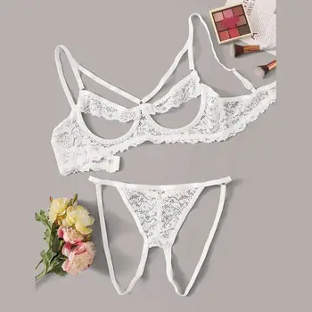 

Women Lingerie Bra set Corset Lace Underwire Racy Muslin Sleepwear Underwear Tops+Briefs комплект нижнего белья ropa interior 30