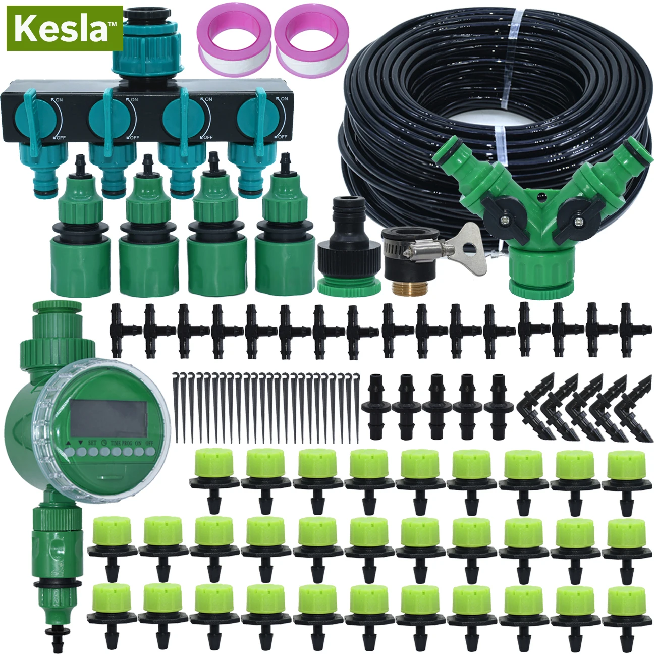 KESLA 5-50M DIY Micro Drip Irrigation System Garden Automatic Self Watering Flower Timer Controller Kits w/ Adjustable Dripper | Дом и сад