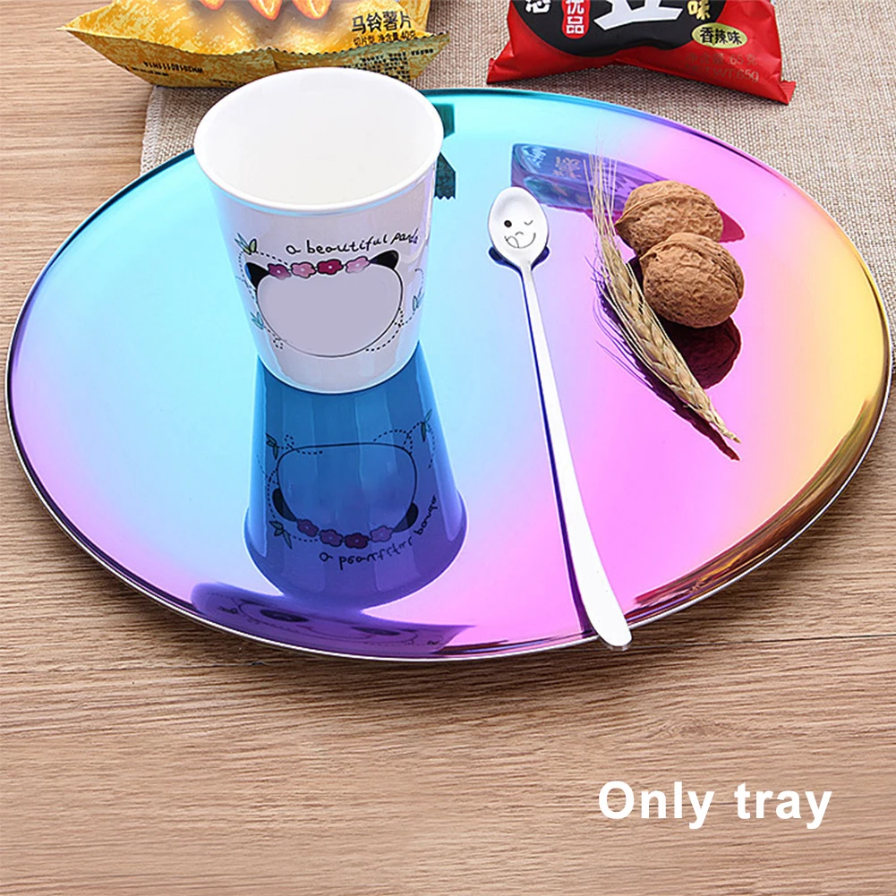 Display Metal Easy Clean Round Platter Storage Tray Nordic Style Jewelry Organize Home Decor Food Keeper Snack Kitchen Fruit