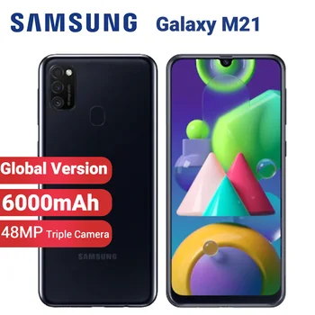 Перейти на Алиэкспресс и купить Мобильный телефон Samsung Galaxy M21, глобальная версия, 6000 мАч, две SIM-карты, 64 Гб ПЗУ, 4 Гб ОЗУ, M215F/DS, 6,4 дюйма, Exynos 9611, 48 МП, Android 10, 4G смартфон