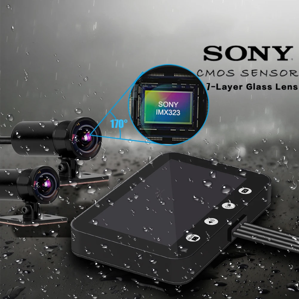  Waterproof motorcycle dash cam FHD1080P motor dvr wifi 150° view angle motorbike dual camera 4.5