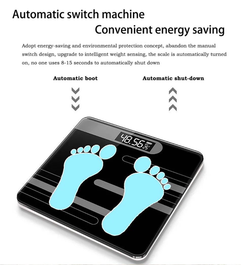 Напольные весы для ванной комнаты, стеклянные умные электронные весы, зарядка через usb, ЖК-дисплей, весы для дома, цифровые весы