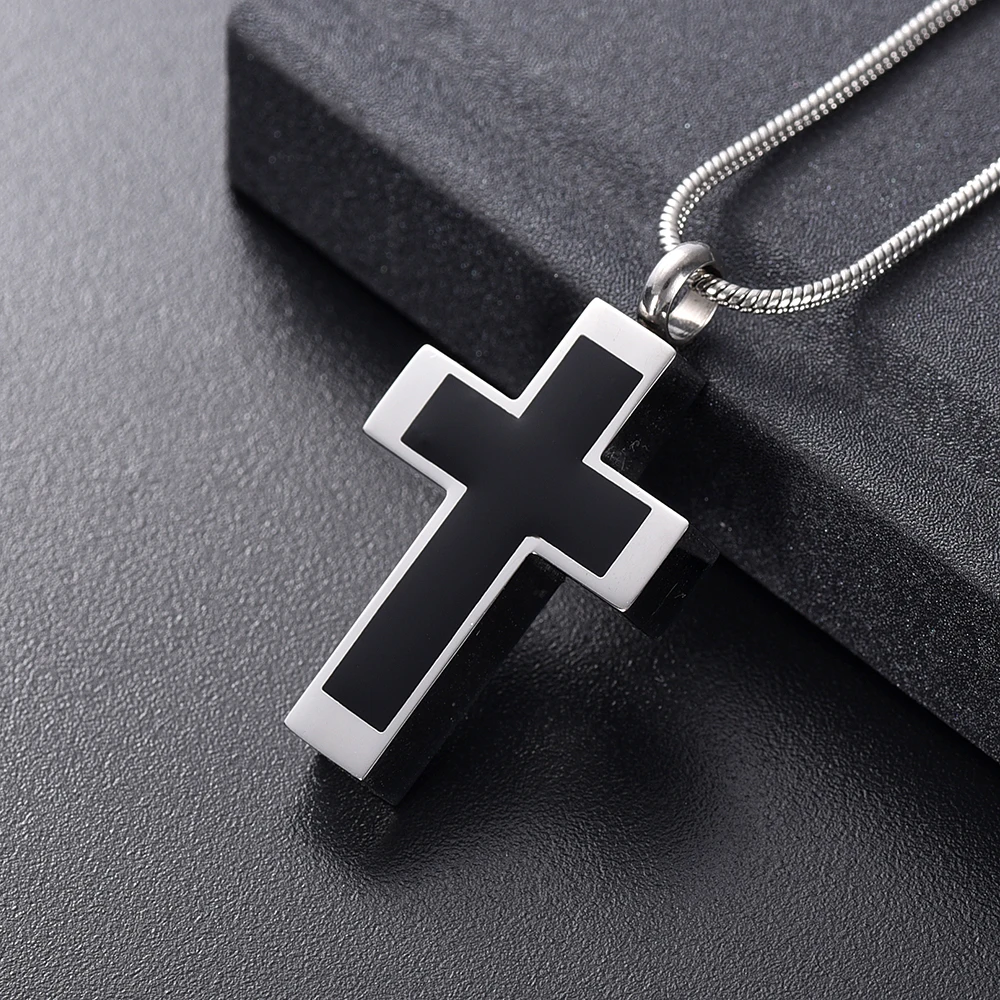 

Hot Selling Cremation Jewelry For Ashes Religious Cross Necklace For Men Funeral Memorial Pendant Necklace Ashes Locket