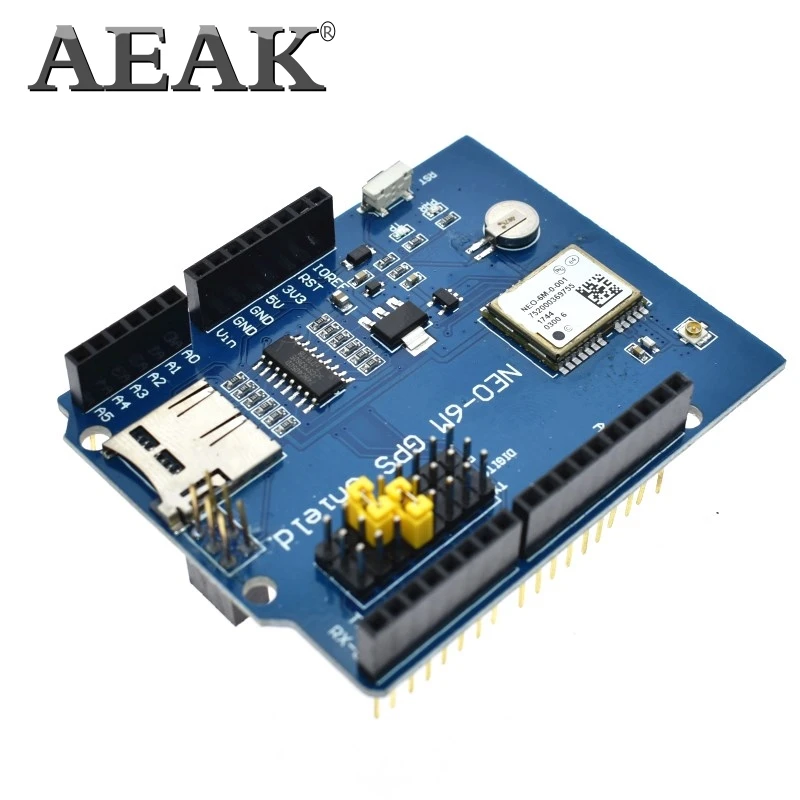 AEAK NEO-6M gps щит регистратора плата расширения Модуль Щит SPI UART w/SD слот для карты Arduino UNO R3 ONE