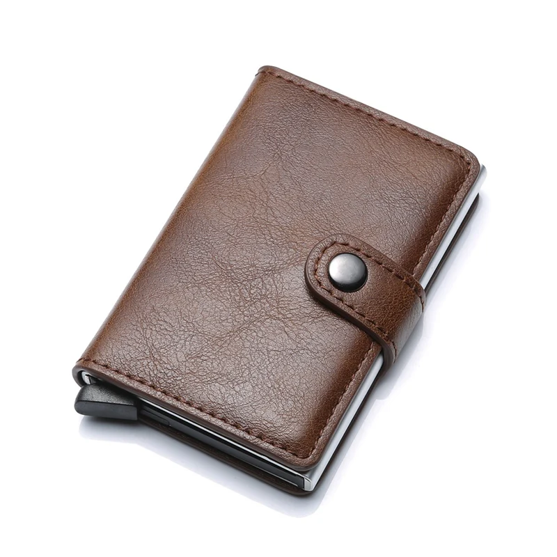 

Automatic Credit Card Coin Purse Men Aluminum Wallet Back Pocket ID Cardholder RFID Blocking Wallet Retro Coin Purse Card Pouch