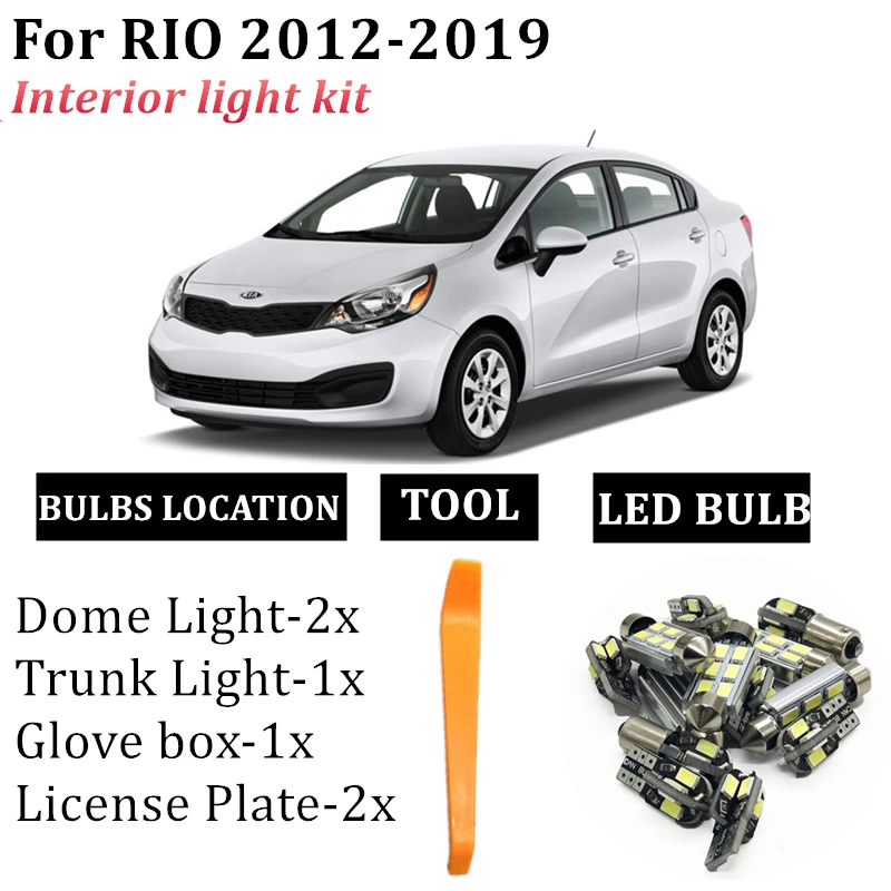 8x Led Light Map Dome Bulbs Interior Light Kit For Kia Rio 12 16 17 18 19 Trunk Cargo License Lamp Accessories Signal Lamp Aliexpress