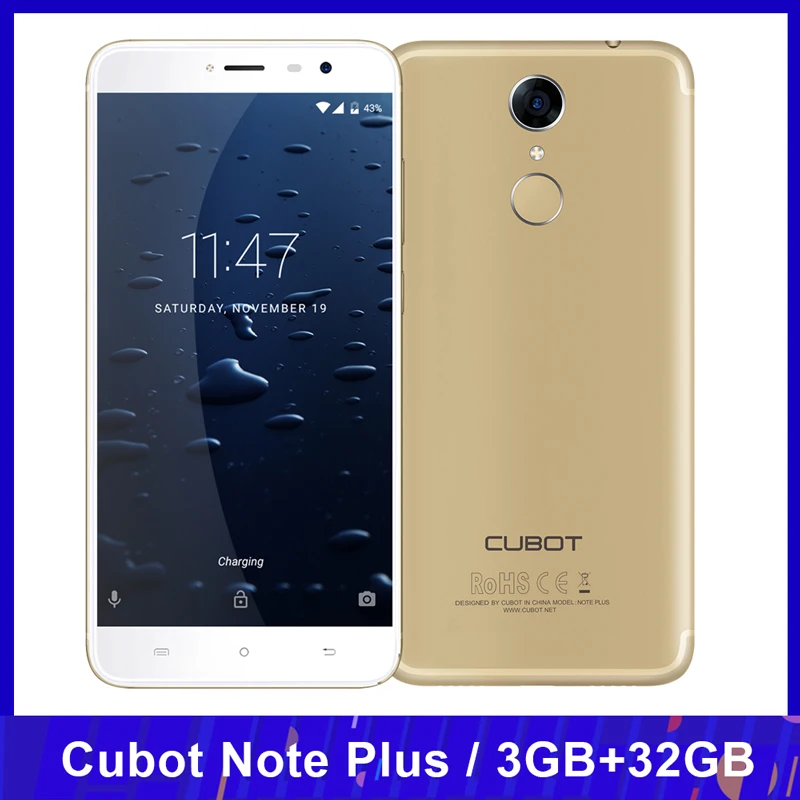 Cubot Note Plus смартфон с 5 дюймовым дисплеем четырёхъядерным процессором ОЗУ 3 ГБ ПЗУ 32