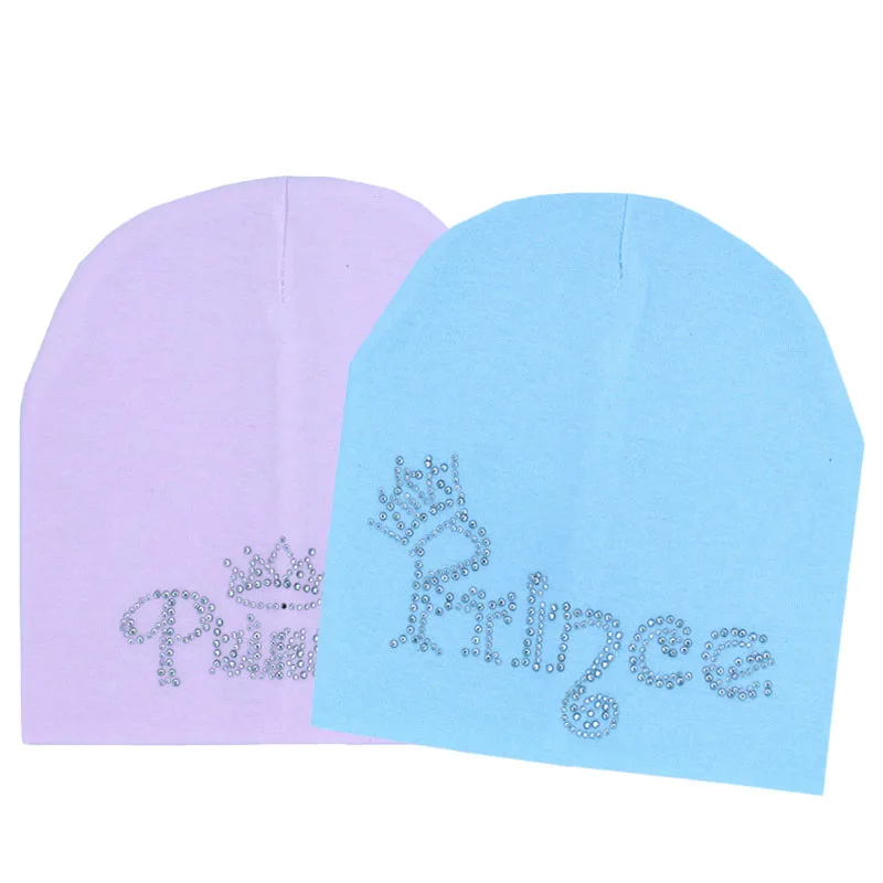 Baby boy and girl hat Autumn winter princess prince diamond Baby girl Hat Boy Cap Kids cotton Beanie bonnet cap Skullies Beanies