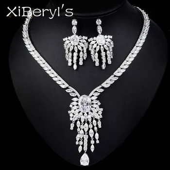 

New Korean Style Hot Selling Necklace Earrings Two Piece Jewelry Set Zircon Bridal Wedding Jewelry Set Women's Accessories Gifts