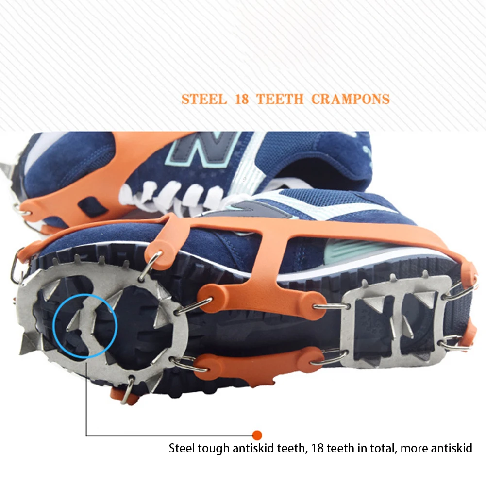 Скалолазание 18 зубов ледяной Захват Бутсы обуви шипы спортивные Crampon стальная цепь Снег Открытый Нескользящие ручки безопасности