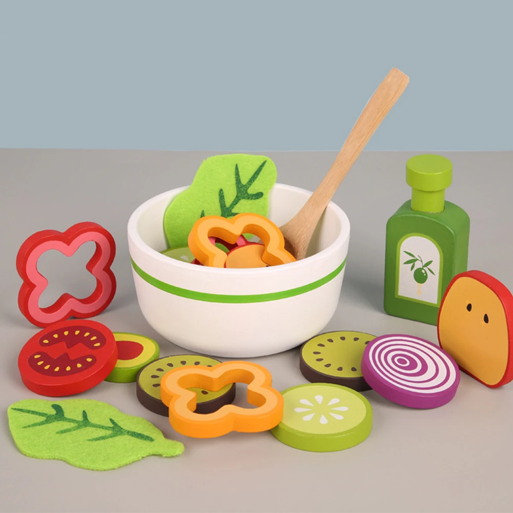 Изготовление салатов игрушки классическая игра Моделирование кухня резка фрукты овощи игрушки Монтессори раннее образование подарки изготовление салатов