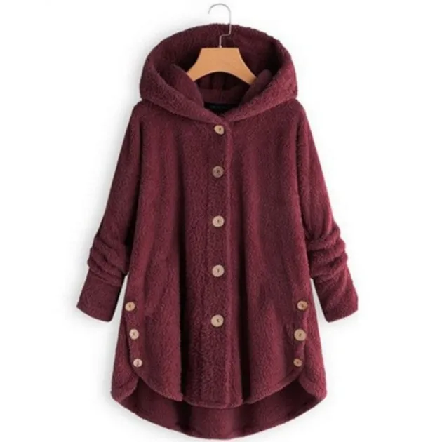 Осенняя Женская флисовая куртка больших размеров, модная верхняя одежда с леопардовым принтом, куртка, пальто, Повседневная ветровка на пуговицах - Цвет: Red wine