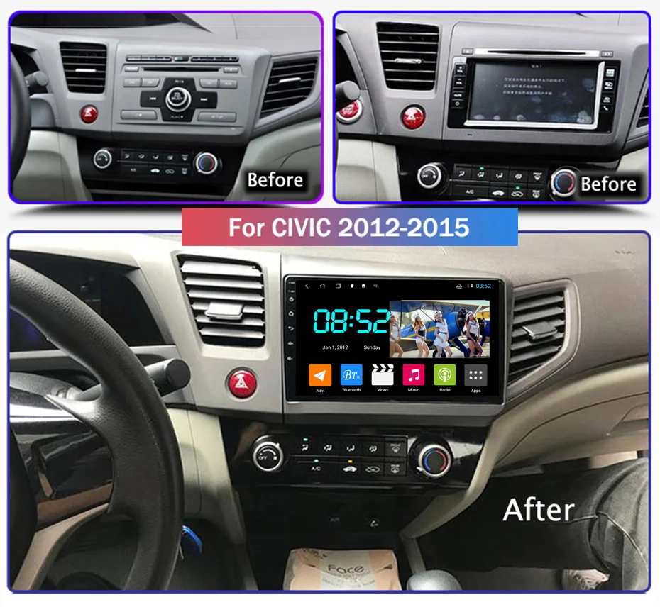 Android 8,1 автомобильный DVD 1din мультимедийная система Navi для Honda Civic 2012- Автомобильный gps навигатор стерео головное устройство BT SWC wifi