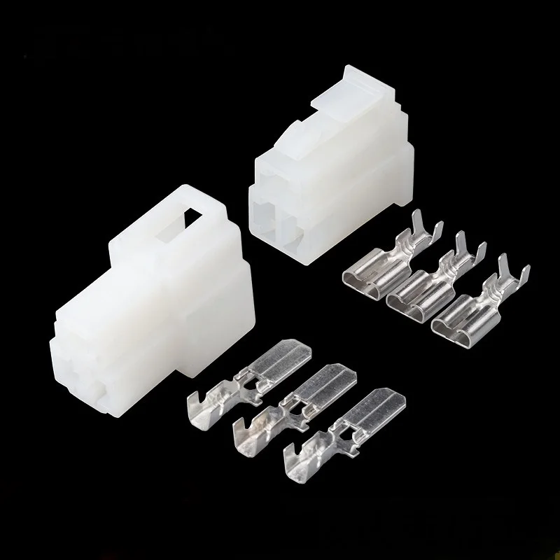 

100 Sets 3 Hole 6070-3481 6070-3471 Auto Wire Harness Connector 6.3mm Electrical Socket With Terminals DJ7032A-6.3-11/21