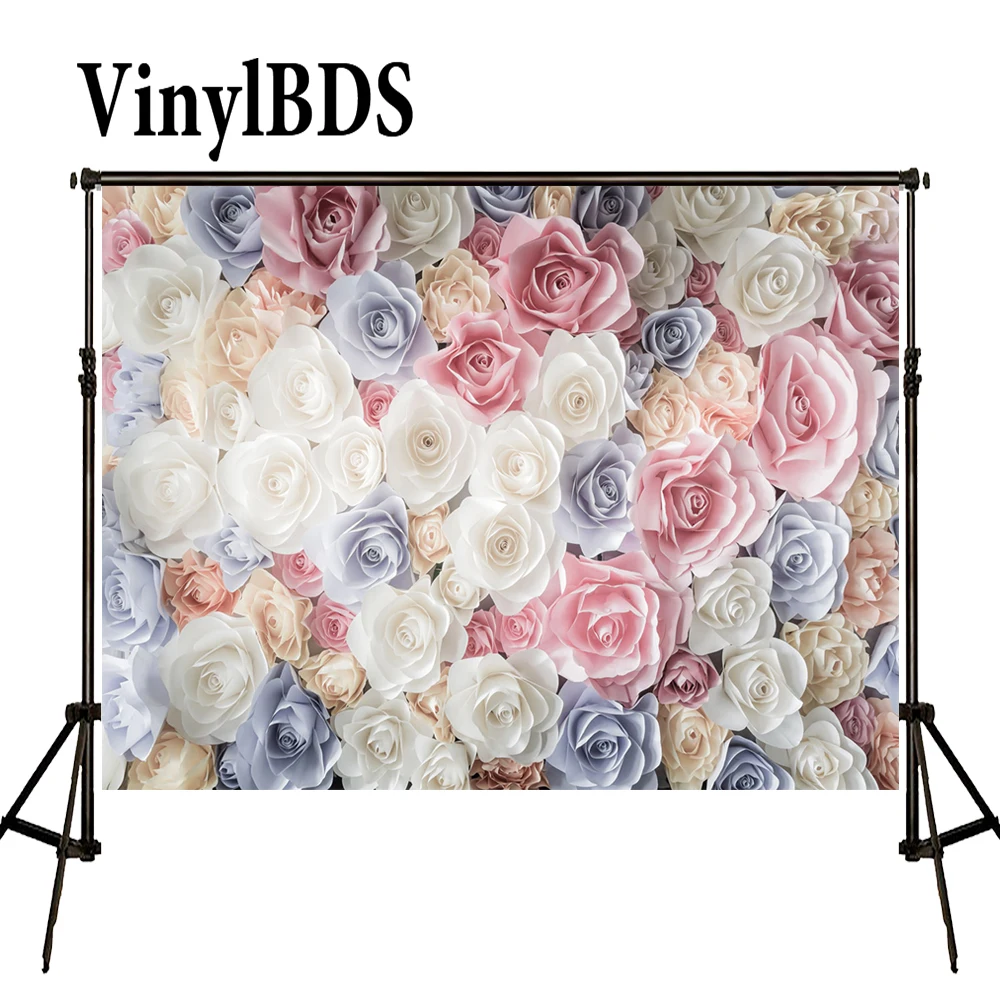 VinylBDS Valentines Day Backdrops 3D Paper Flower Backdrop Wedding Floral Background Children for Studio | Электроника