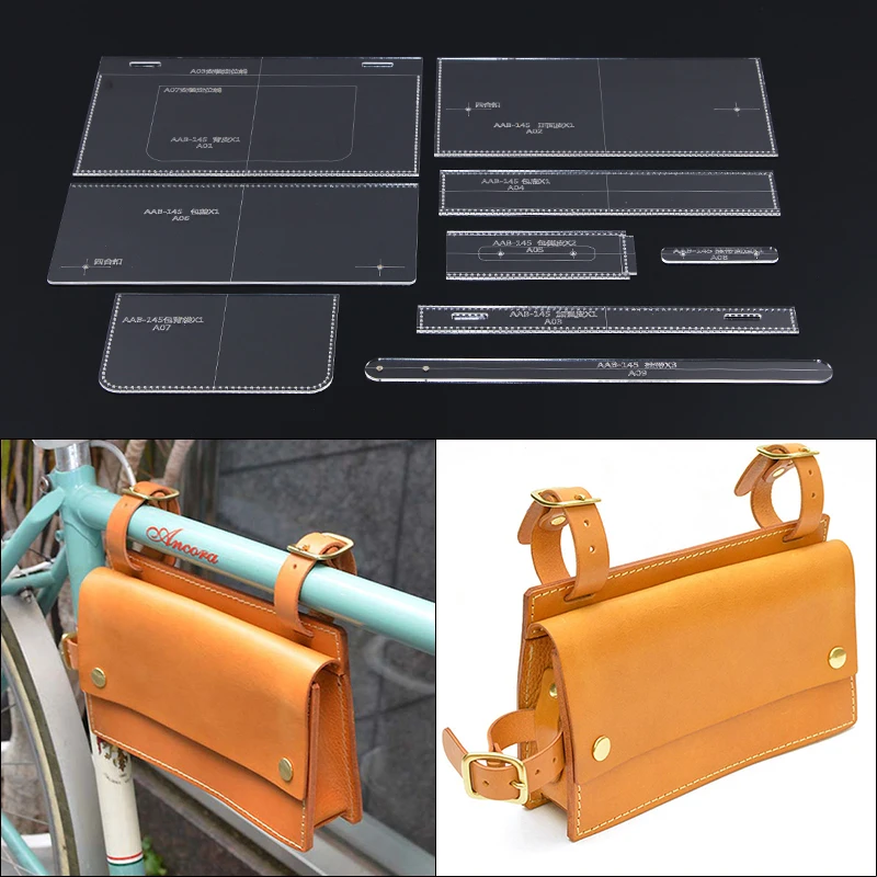 

Leather Goods Bicycle bag Acrylic Stencil Laser Cut Template DIY Handmade Leather Craft Tool Sewing Pattern 25*15*4.5cm