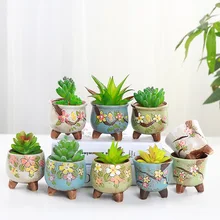 

Gardening Korean multi-meat mini cute small flower pot ceramic thumb basin color hand-painted multi-meat pot