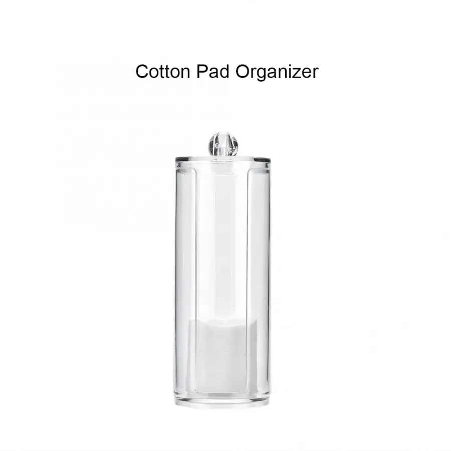Transparent Round Acrylic Cotton Pad Storage Case Organizer Puff Holder Organizer Box Round Container