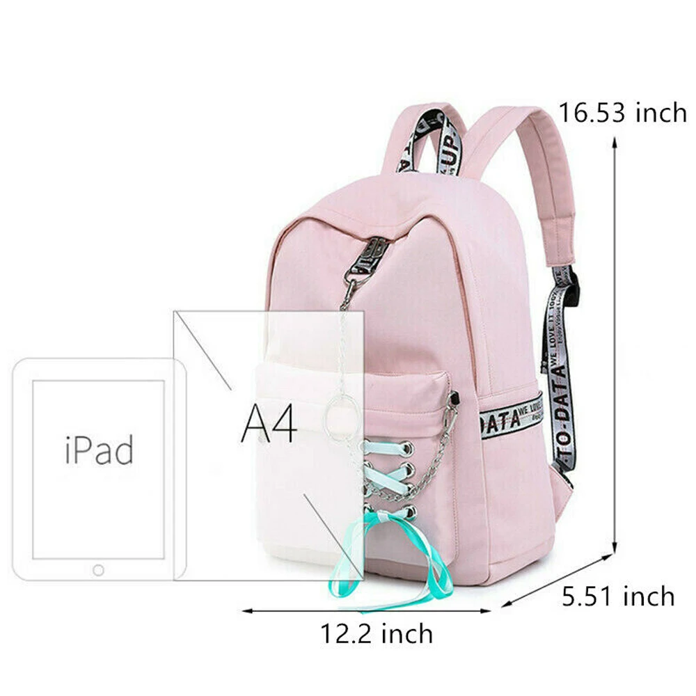 Модный водонепроницаемый рюкзак для женщин, школьные сумки для девочек, USB зарядка,, рюкзак для ноутбука