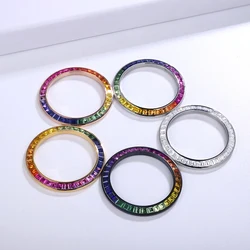 Zhanhao 2021 Precision-Cut Hot Sale 36pcs Cubic Zirconia Gradient Rainbow Gemstones 40mm Watch Bezel (Not Including Metal Part)