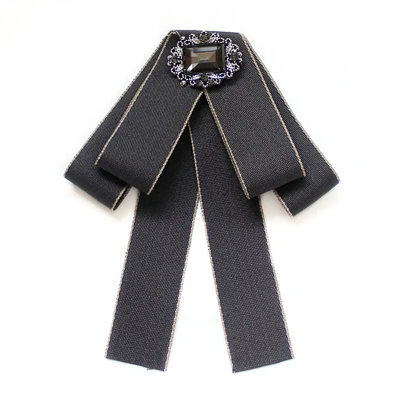Handmade Bowtie Для взрослых женщин, для свадьбы, вечеринки, банкета, работы, рубашка, воротник, галстук-бабочка, британский галстук, Униформа, с кристаллами, стразами и лентой, галстук-бабочка - Цвет: Handmade Bowtie