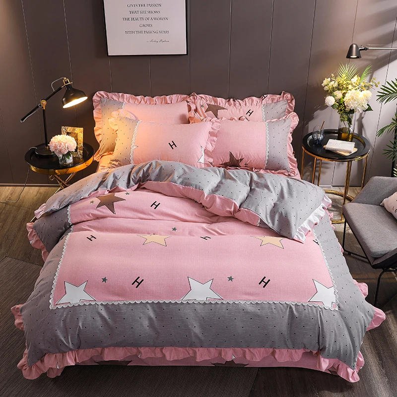

Korean Version 60S Pima Cotton Reactive Printing Bedding Sets Soft Warm Anti-Pilling Anti-fade Duvet Cover Sets Bedclothes 4pcs