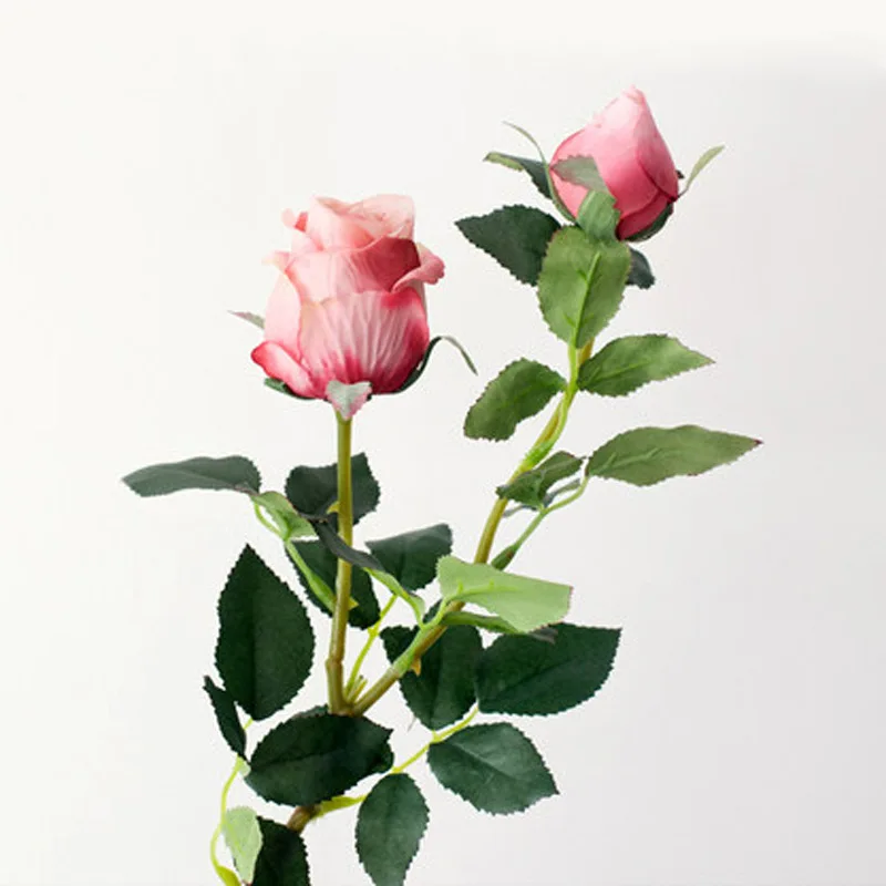 rose red Новые Красивые розы ветка искусственные шелковые цветы поддельные цветы для свадьбы предмет интерьера картина с розами шелковые искусственные цветы Валентина - Цвет: rose red