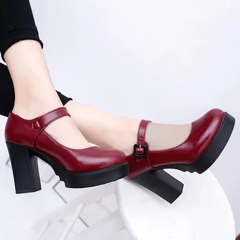 

Sexy High Heels Round Head Square Heel Single Shoes Non-Slip Women's Shoes Models Catwalk Work Shoes Plus Size Fashion Pumps 41