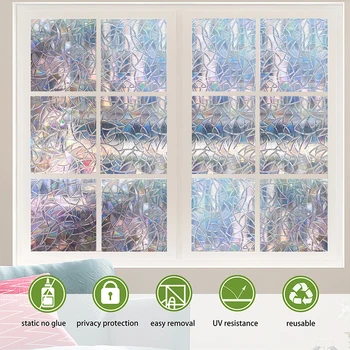 

Rainbow Effect Color Home Decor Window Film Static Self Adhesive Stained Privacy Glass Foil Heat Control Window L 1m Tint