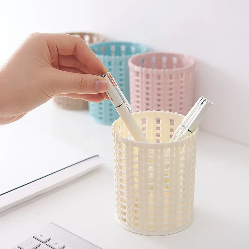 

Kwong Wah Creative Rattan Plastic Pen Holder Multi-functional Porous-Style Desktop Storage Box Office Stationery Pen Container