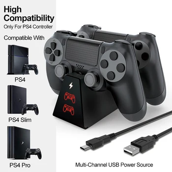 

Portable Battery Charger Dual Charging Dock Station HD for Playstation 4 Games PS4 Pro Slim Console Joystick Stand Controller