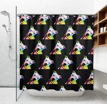 

Shower Curtain Fabric- Spa Hotel Bathroom, Water Resistant and Durable Pit Bull Rainbow Shower Curtains, Eco-Friendly for