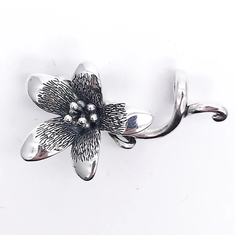 

Genuine 925 Sterling Silver Flower Anemone Pendant Charms Original Fits European Troll 3mm Bracelet & Necklace Jewelry