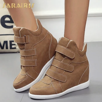

Sarairis 2020 New Design hook&loop Comfortable Shoes Woman Boots Female Concise Wholesale Increasing Heels Ankle Boots Women