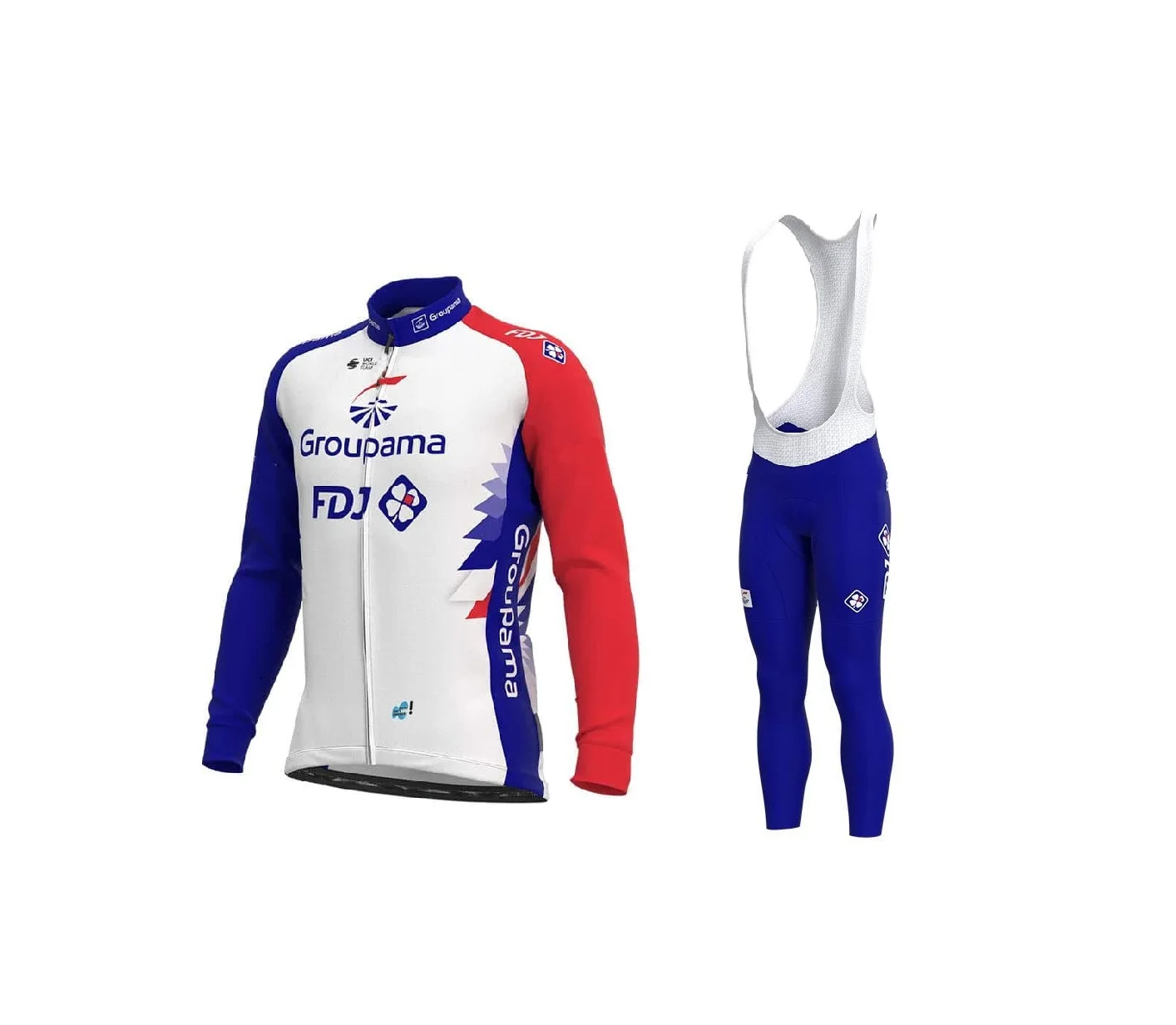 

Зимняя флисовая Термоодежда 2021 GROUPAMA FDJ, Мужская одежда для велоспорта с длинным рукавом, велосипедная одежда с нагрудником, брюки Ropa Ciclismo