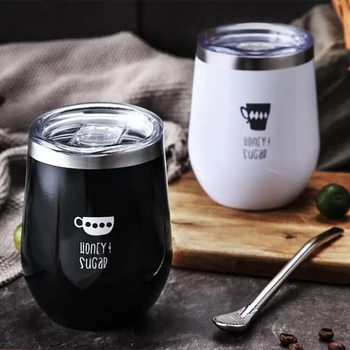 

Thermos Coffee Mug Stainless Steel Belly Cup With Transparent Lid Vacuum Flasks Coffee Cup 320ML