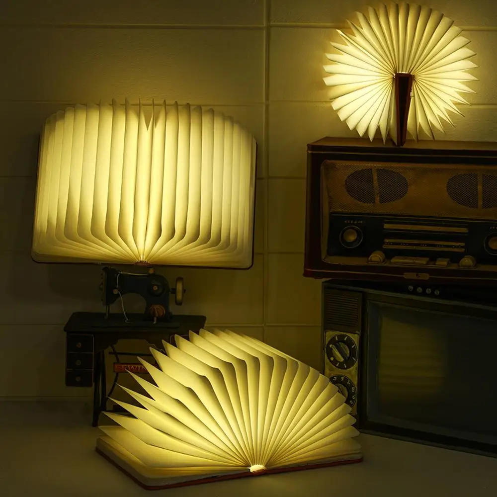 Billig Kohree Kunst Led Buch Lampe Licht USB Aufladbare Faltbare Holz Nacht Licht Valentinstag Geburtstag Weihnachten Geschenk für Familie Freund