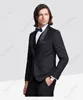 Thorndike Men Suits 3 Pieces Black Fit Casual Groomsmen Army Lapel Business Tuxedos for Formal Wedding(Blazer+Pants+Vest) 4