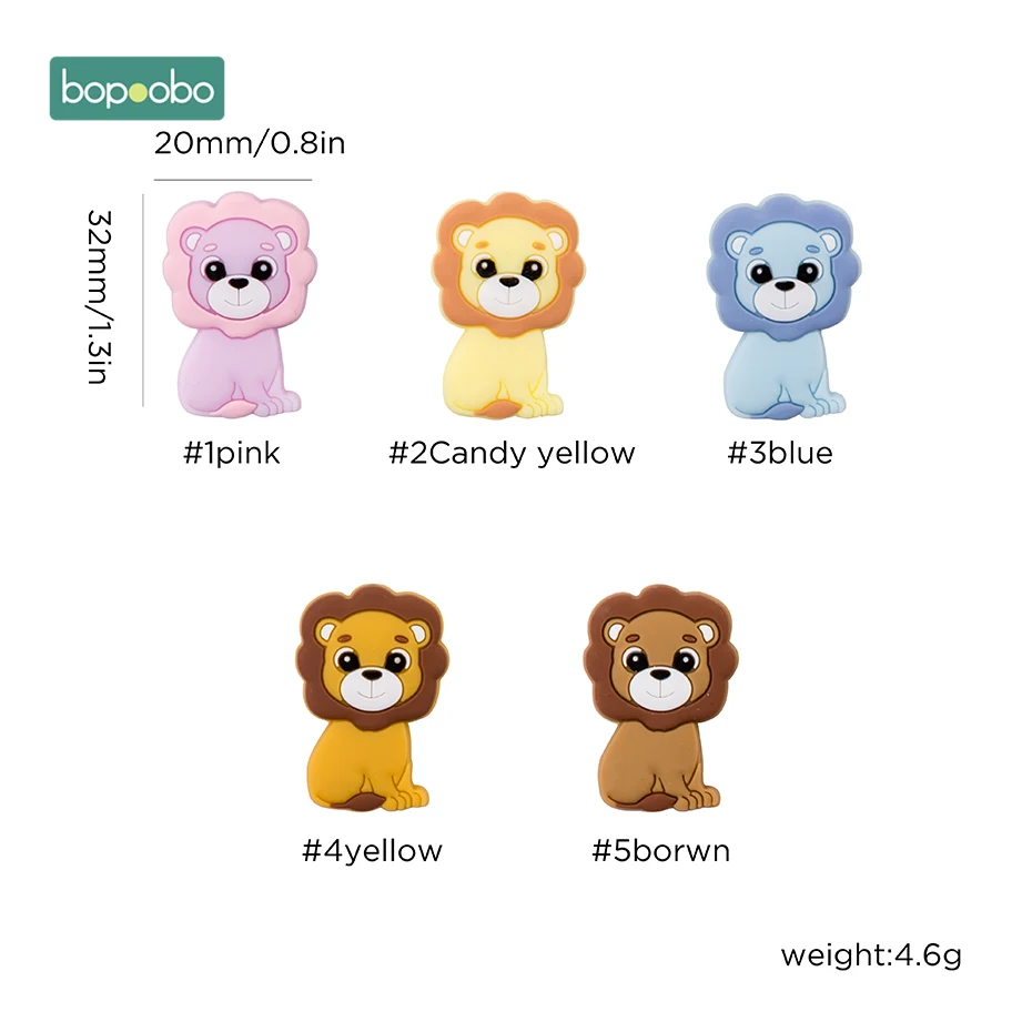Mix Lion Bopoobo 10 шт., для пищевых продуктов силиконовые мини бусины в форме льва Детские трофеи Bpa бесплатно Детская жевательная для прорезывания зубов для DIY ожерелье грызуны бусины - Цвет: Mix Lion