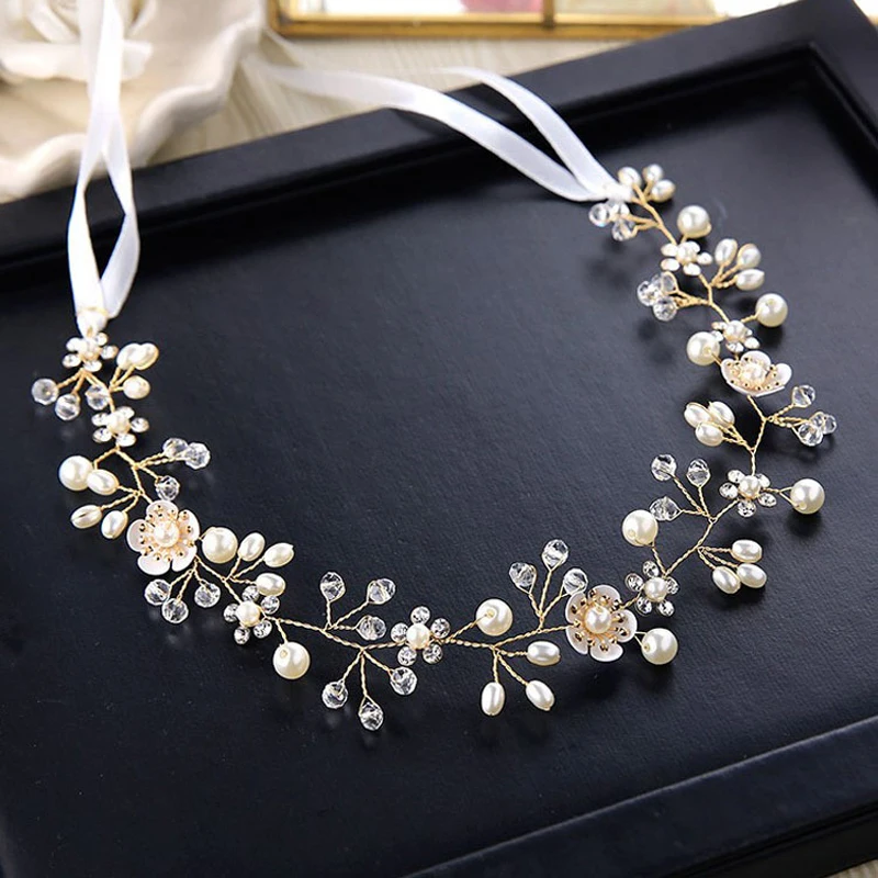 Crystal Pearl Headband Bride Bridal Party Hair Band Wedding Hair Accessories For Women HHeaddress Styling Tools Accessories