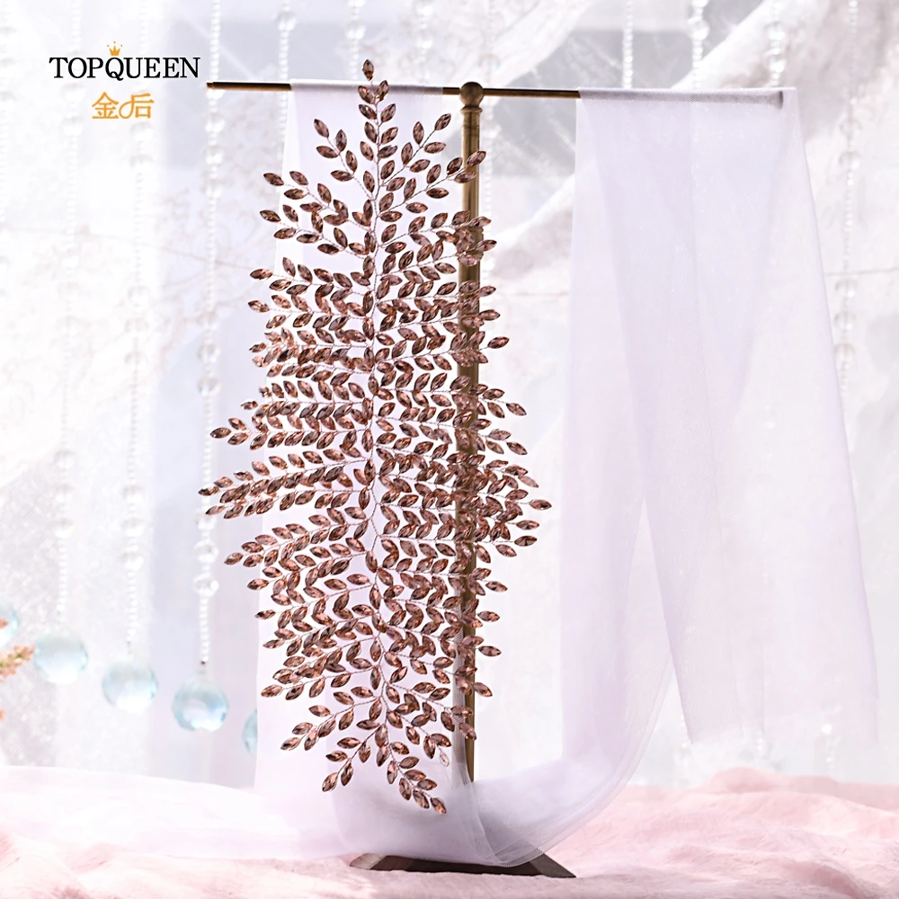 TOPQUEEN, HWS01-LP, кожа, стразы, свадебная вуаль, повязка на голову, свадебная диадема для волос, свадебные аксессуары для волос