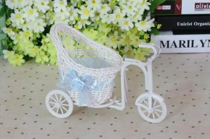 Ротанговая трехколесная велосипедная корзина с цветами ваза горшок контейнер домашний сад свадебные украшения вечерние офисные настольные корзины для хранения