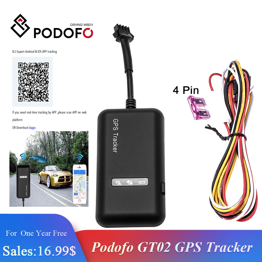 Podofo GT02 Мини Автомобильный gps трекер tk110 в реальном времени GSM GPRS gps локатор устройство слежения Google ссылка в реальном времени