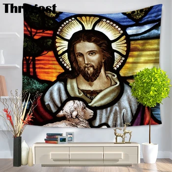

Thregost Biblical People Painting Tapestry Wall Hanging Wall Tapestry Modern Polyester Printed Tapestries Cloth for Home Decor