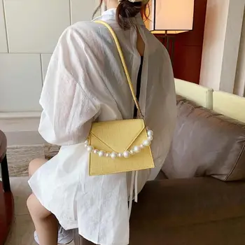 

Stone Pattern Pearl Design Mini PU Leather Crossbody Bags For Women 2020 Elegant Shoulder Handbags Female Cross Body Bag