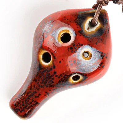 Red2 2 цвета ocarina 6 отверстие для смены печи маленький ocarina Alto C тон Начинающий ocarina туристический сувенир Обучающие игрушки керамический кулон - Цвет: Red2