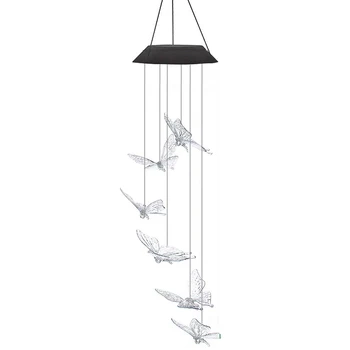 

Butterfly Solar Wind Chime, Color-Changing Outdoor Waterproof LED Wind Chime Solar Color Light