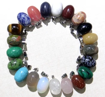 

Natural stone Turquoises Quartz Crystal aventurine lapis tiger eye bead pendant for diy Jewelry making necklace Accessories24Pc