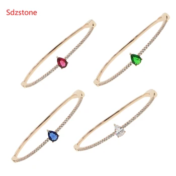 

new Arrival Hot Sell Top Quality AAA CZ Crystal Bracelet Bangle For Women Waterdrop Crystal Rose Gold Color Wedding Jewelry